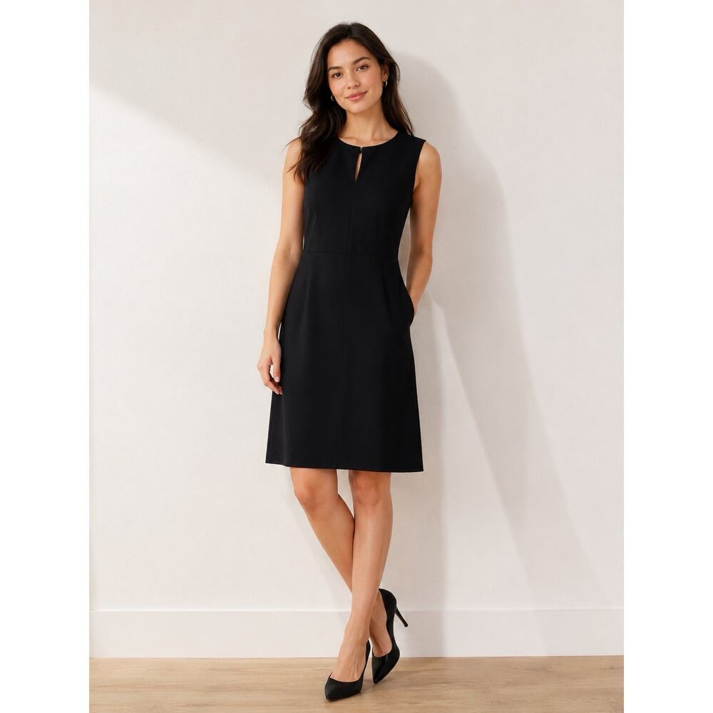 Calvin Klein Black Sleeveless Split-Neck Classic Sheath Dress Pit To Pit 23” XL